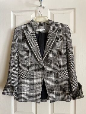 Veronica Beard Rhett Dickey Blazer S6 Jacket Black and White plaid